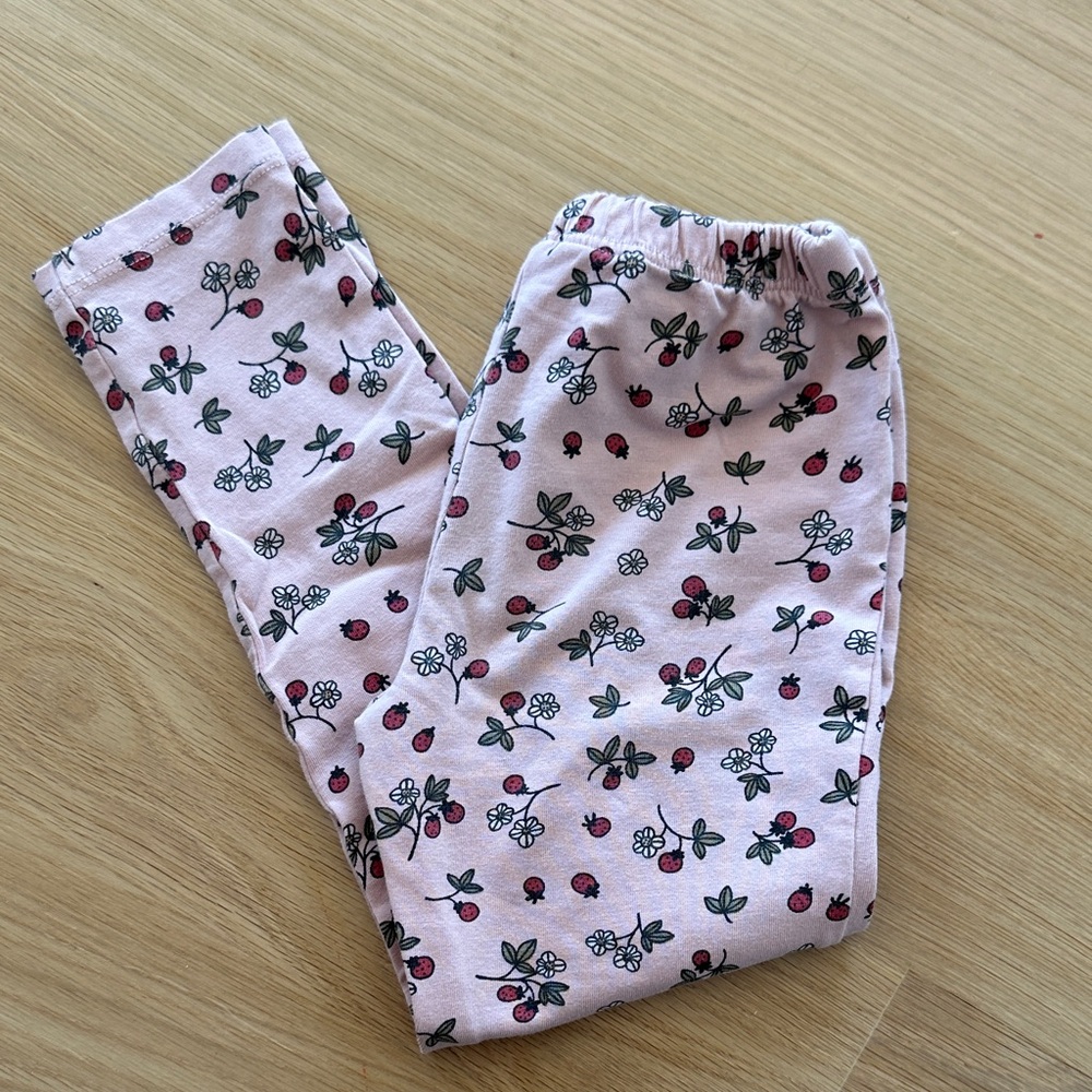 Buddy and Hope euro brand Pink Floral & Strawberry Print Leggings